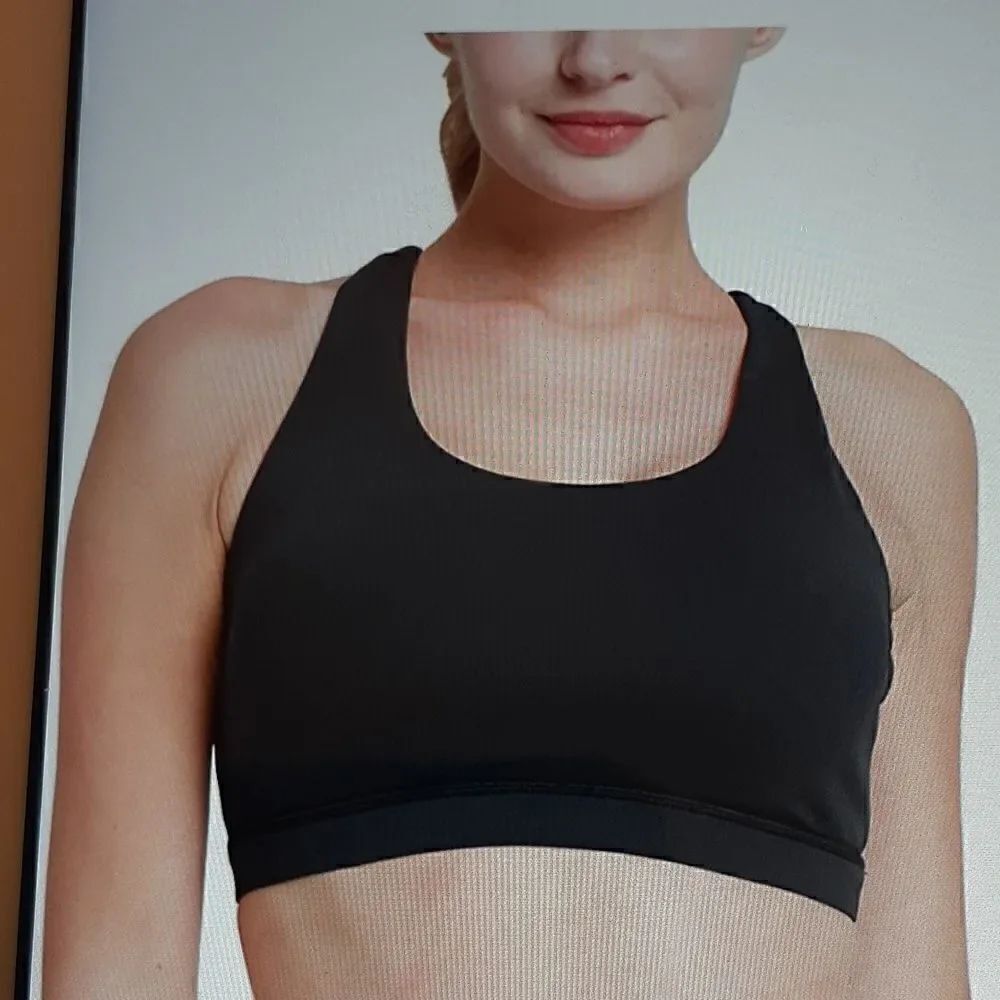 New Cityoung Women's Racerback Sports Bra Med‎ Impact Black With Mesh Size 4=XS